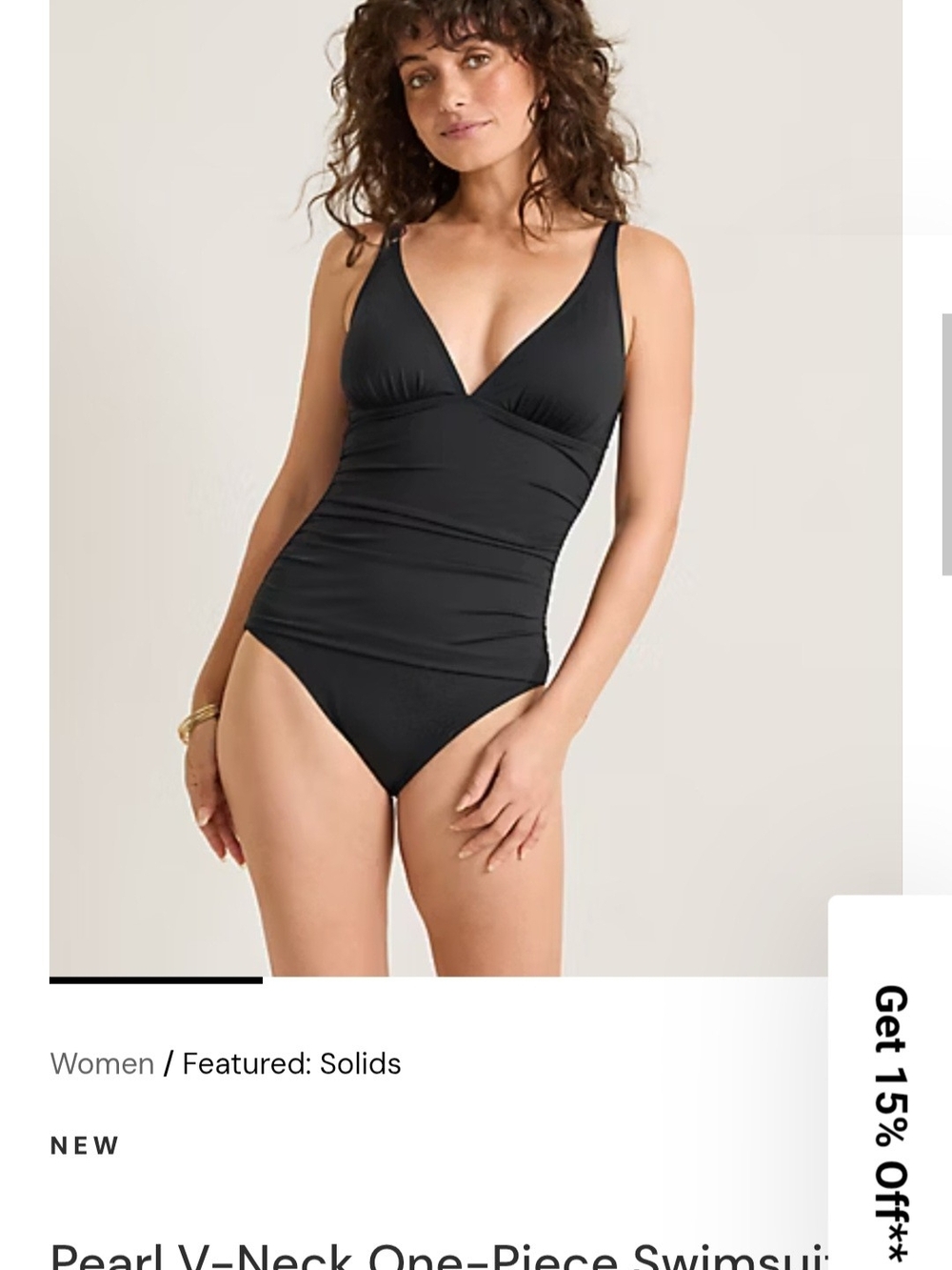 Pearl V-Neck One-Piece Swimsuit - Black